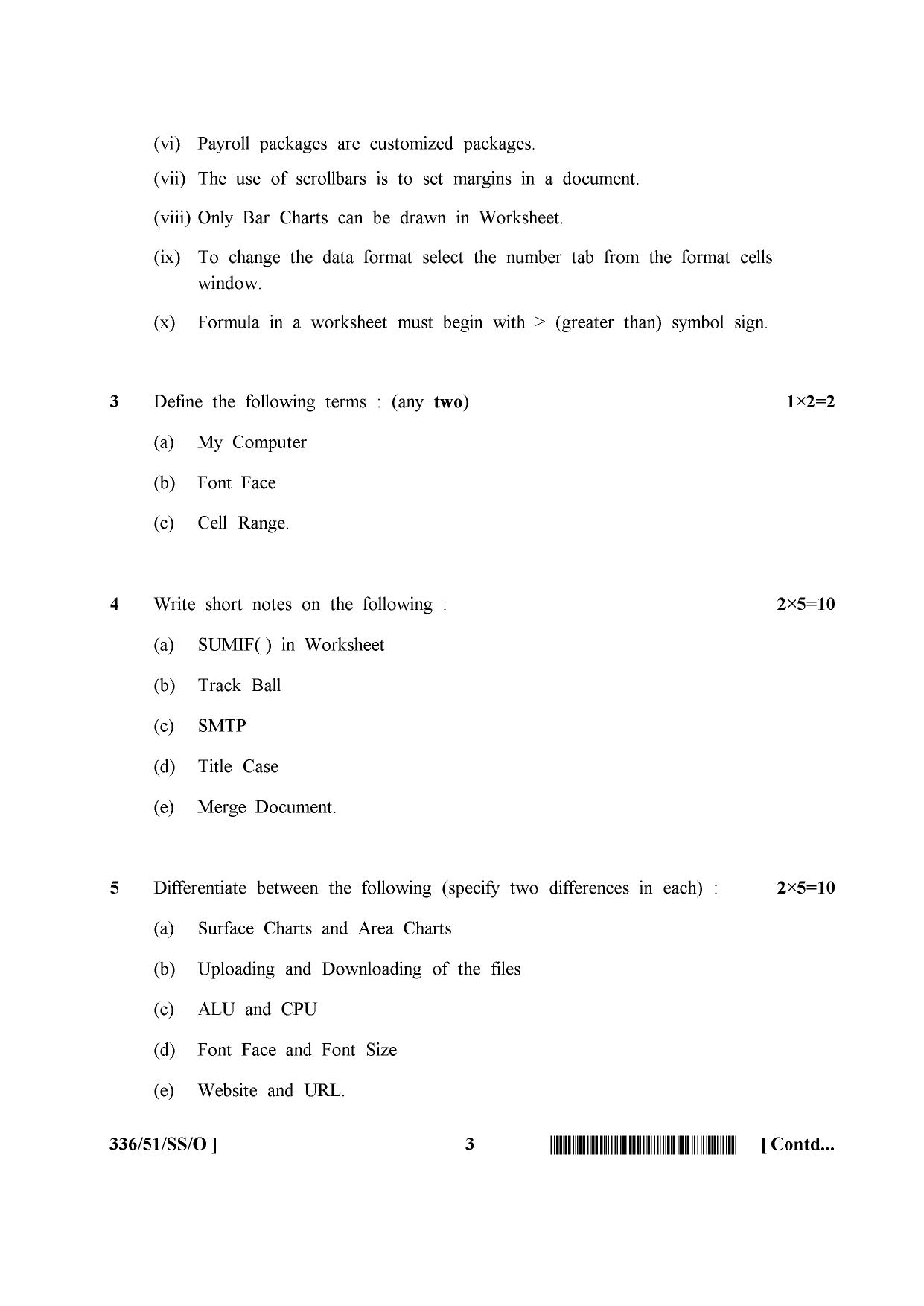 NIOS October 2015 Class 12 Data Entry Operation Question Paper - Page 3