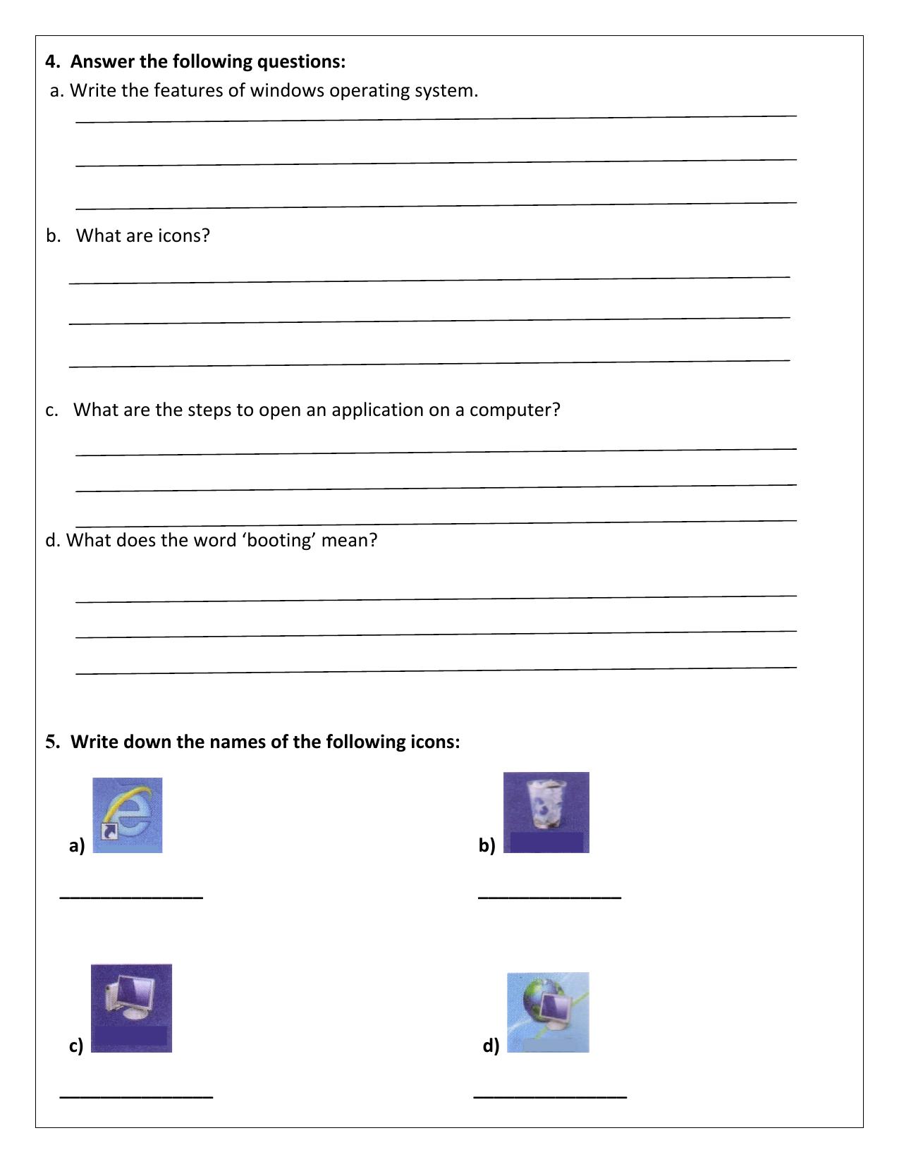 Worksheet for Class 3 Computers Assignment 3 - Page 2