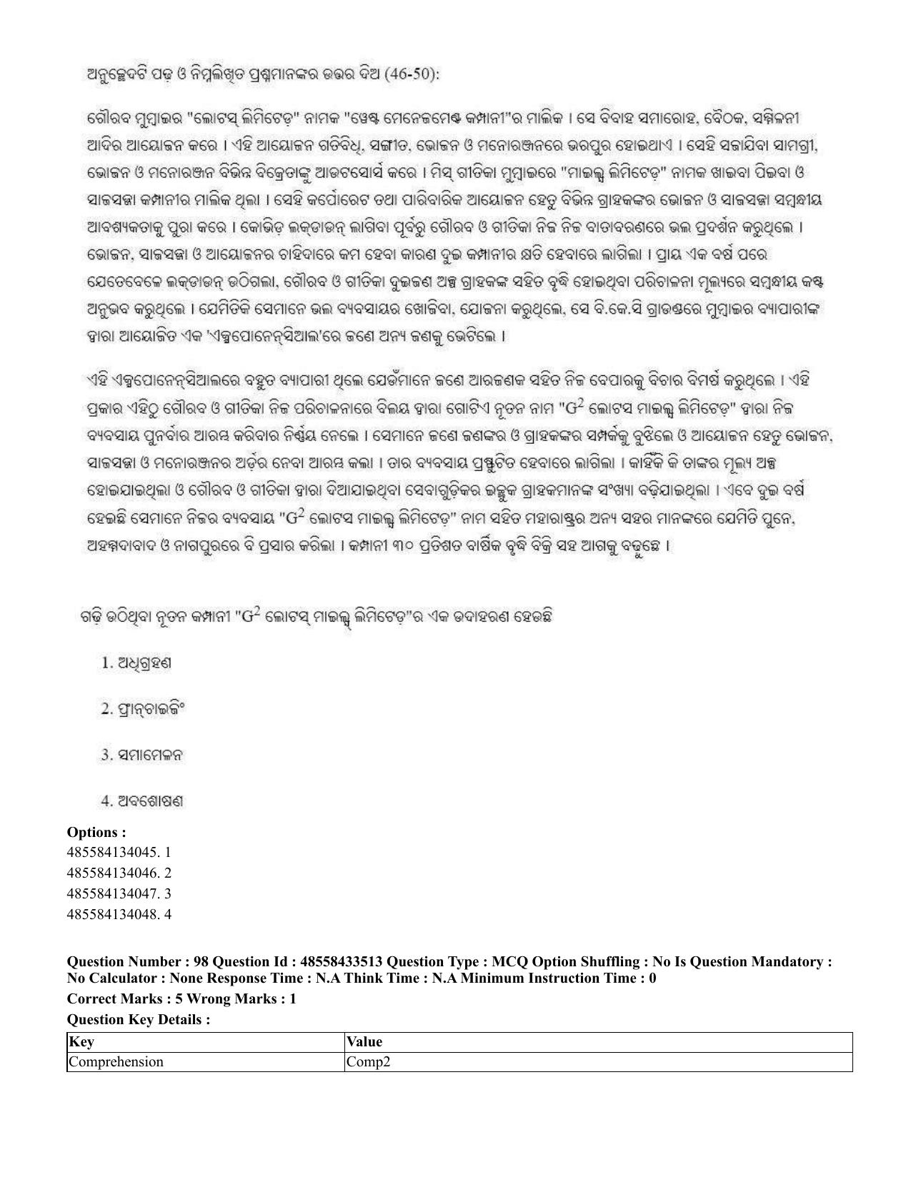 CUET 2023 English Odia Shift 1 Question Papers - 18 June 2023 - Page 92