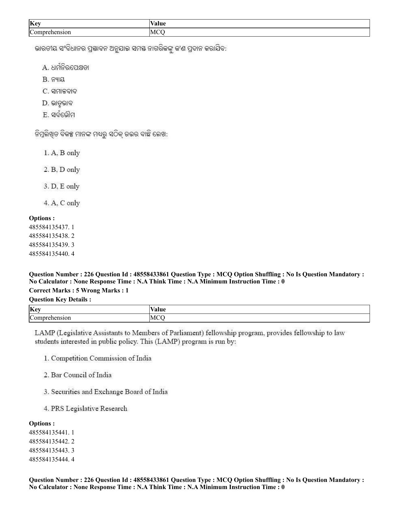CUET 2023 English Odia Shift 1 Question Papers - 18 June 2023 - Page 185