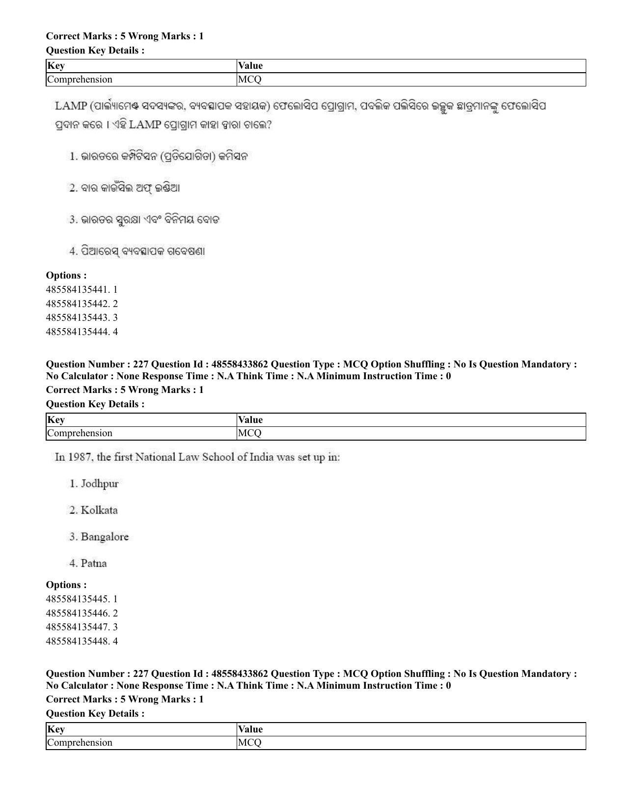 CUET 2023 English Odia Shift 1 Question Papers - 18 June 2023 - Page 186