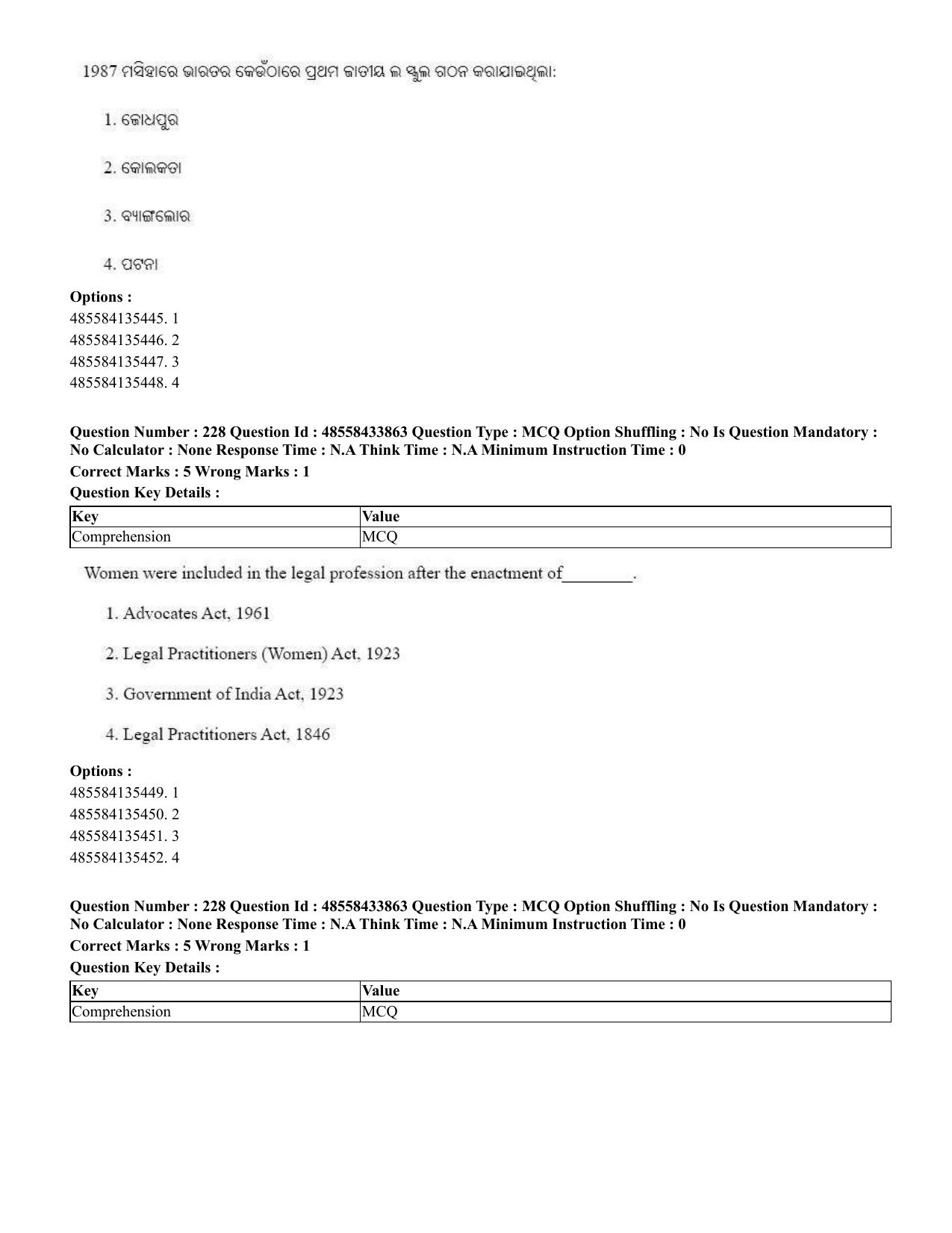 CUET 2023 English Odia Shift 1 Question Papers - 18 June 2023 - Page 187