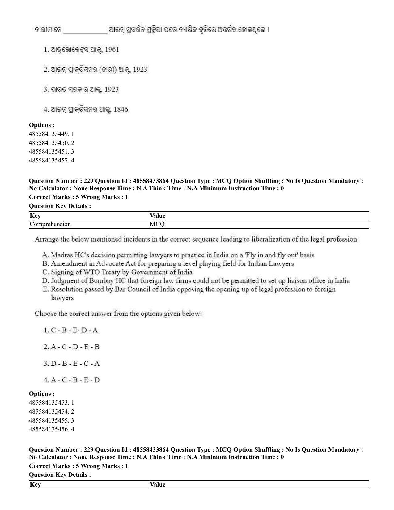 CUET 2023 English Odia Shift 1 Question Papers - 18 June 2023 - Page 188
