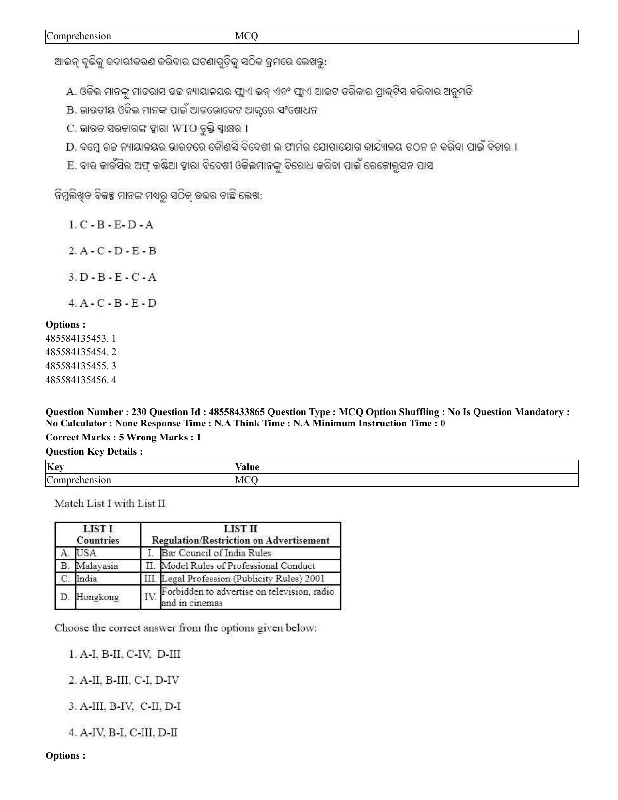 CUET 2023 English Odia Shift 1 Question Papers - 18 June 2023 - Page 189
