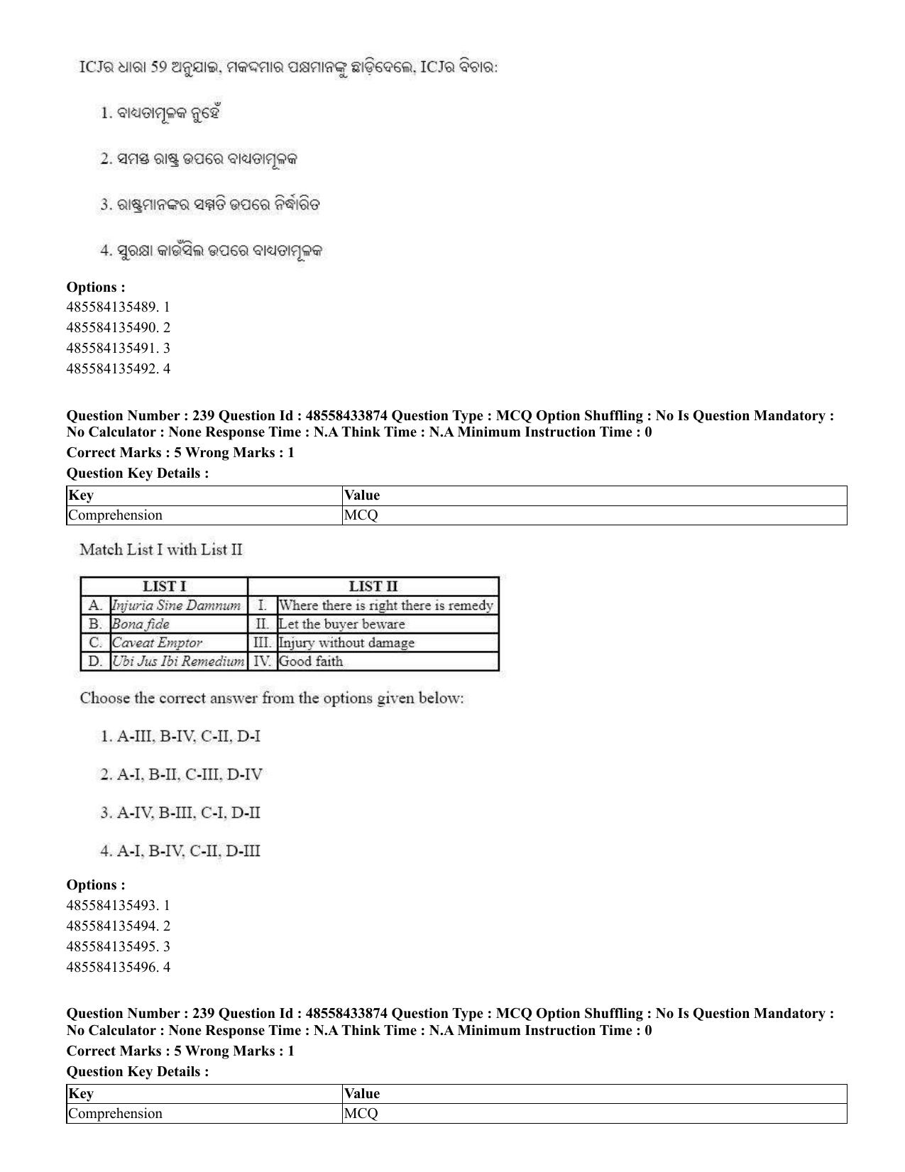 CUET 2023 English Odia Shift 1 Question Papers - 18 June 2023 - Page 199
