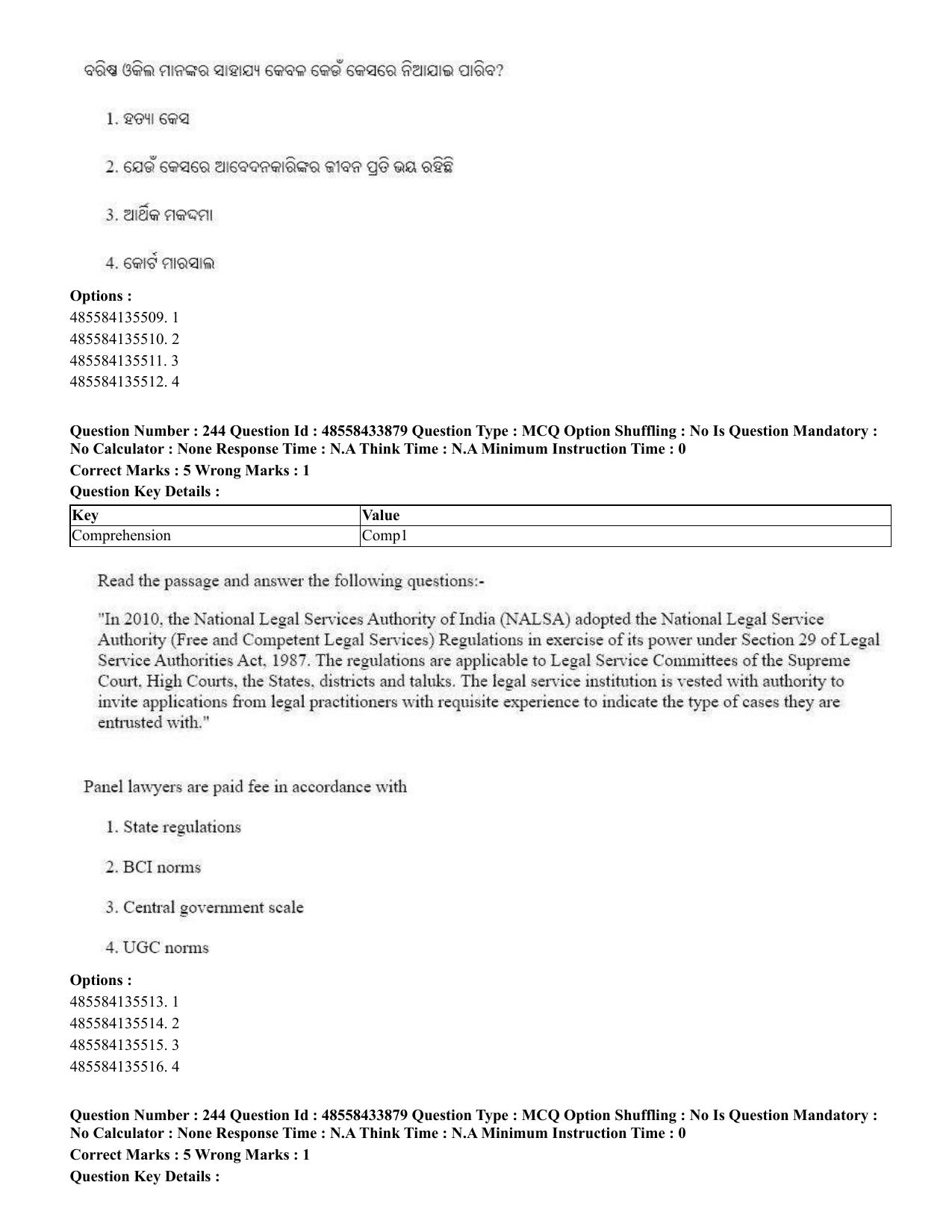 CUET 2023 English Odia Shift 1 Question Papers - 18 June 2023 - Page 205