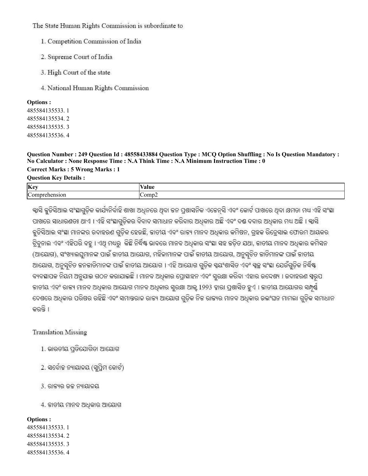 CUET 2023 English Odia Shift 1 Question Papers - 18 June 2023 - Page 213