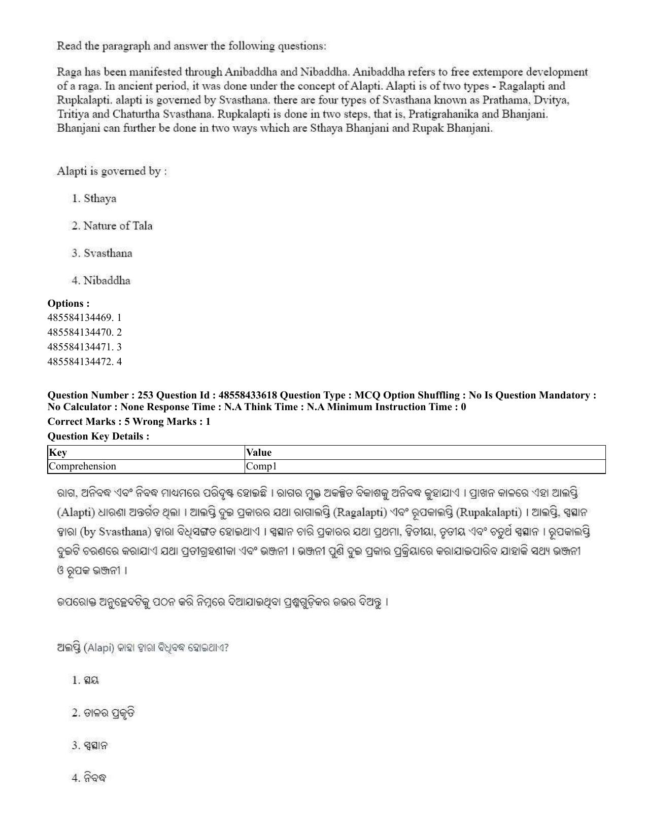 CUET 2023 English Odia Shift 1 Question Papers - 18 June 2023 - Page 219