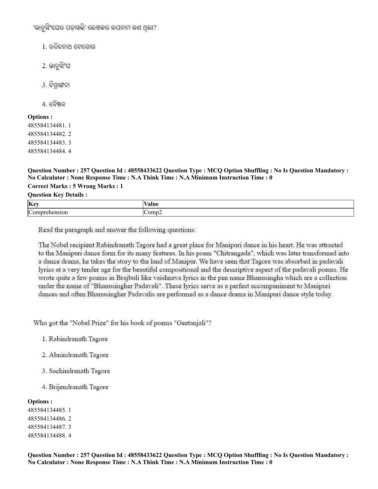 CUET 2023 English Odia Shift 1 Question Papers - 18 June 2023 - Page 224