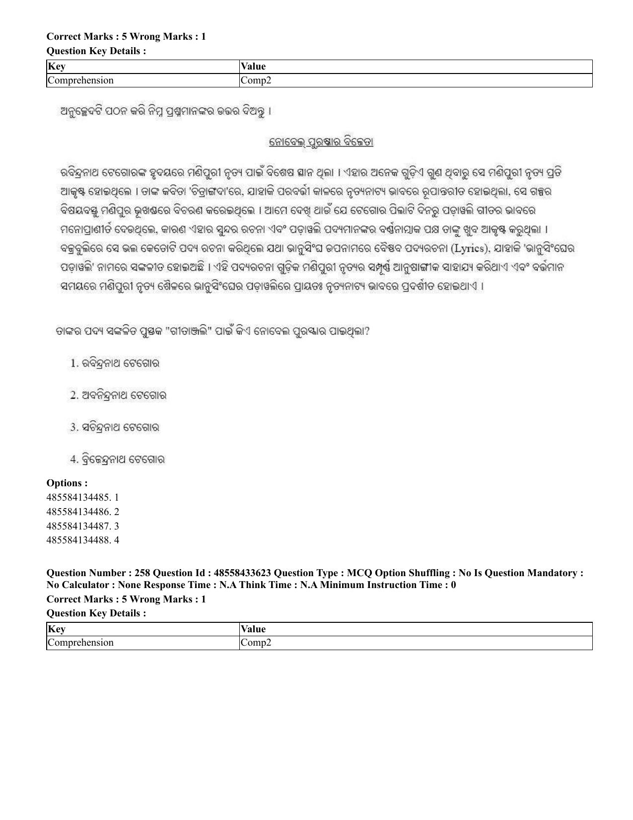CUET 2023 English Odia Shift 1 Question Papers - 18 June 2023 - Page 225