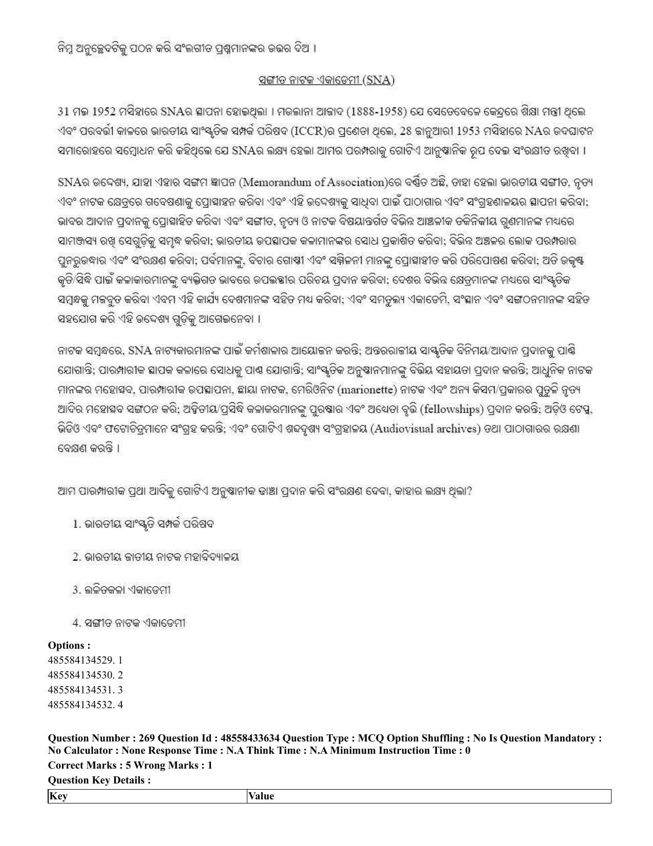 CUET 2023 English Odia Shift 1 Question Papers - 18 June 2023 - Page 243