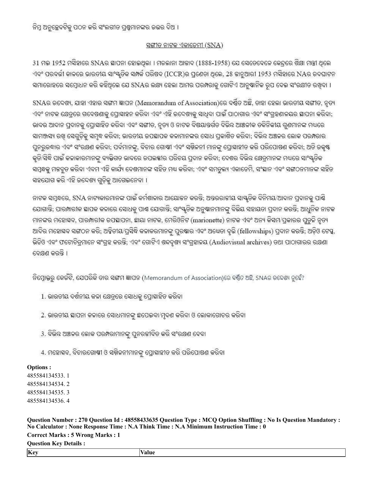 CUET 2023 English Odia Shift 1 Question Papers - 18 June 2023 - Page 245
