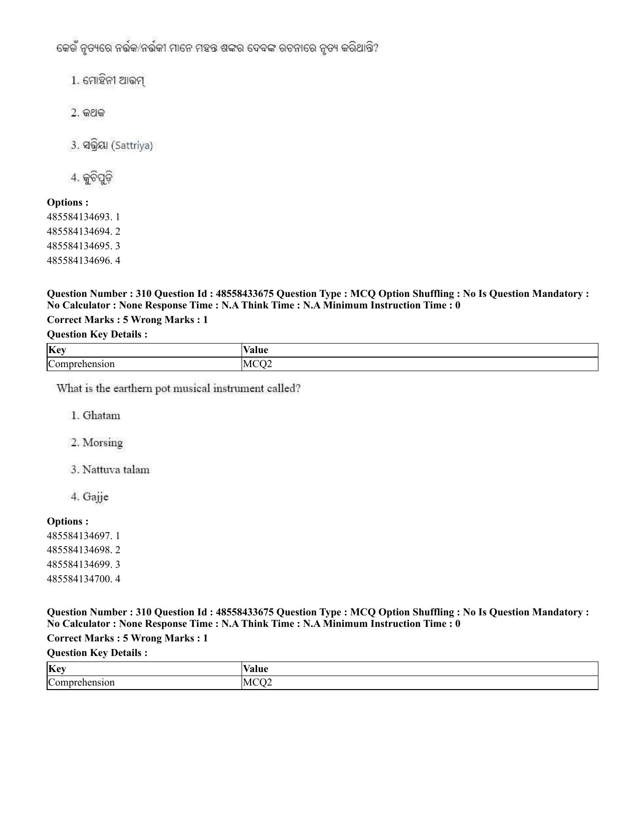 CUET 2023 English Odia Shift 1 Question Papers - 18 June 2023 - Page 289