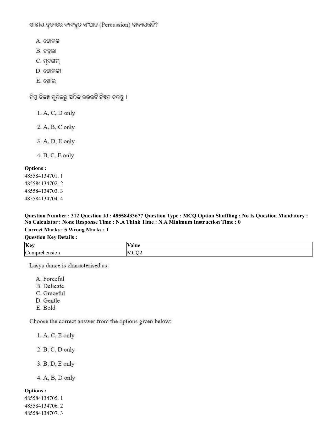 CUET 2023 English Odia Shift 1 Question Papers - 18 June 2023 - Page 291
