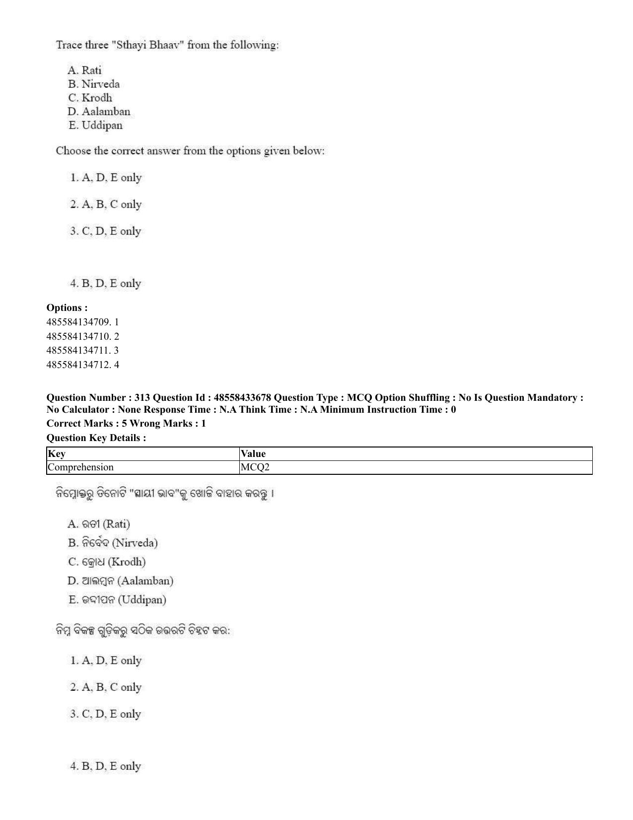 CUET 2023 English Odia Shift 1 Question Papers - 18 June 2023 - Page 293