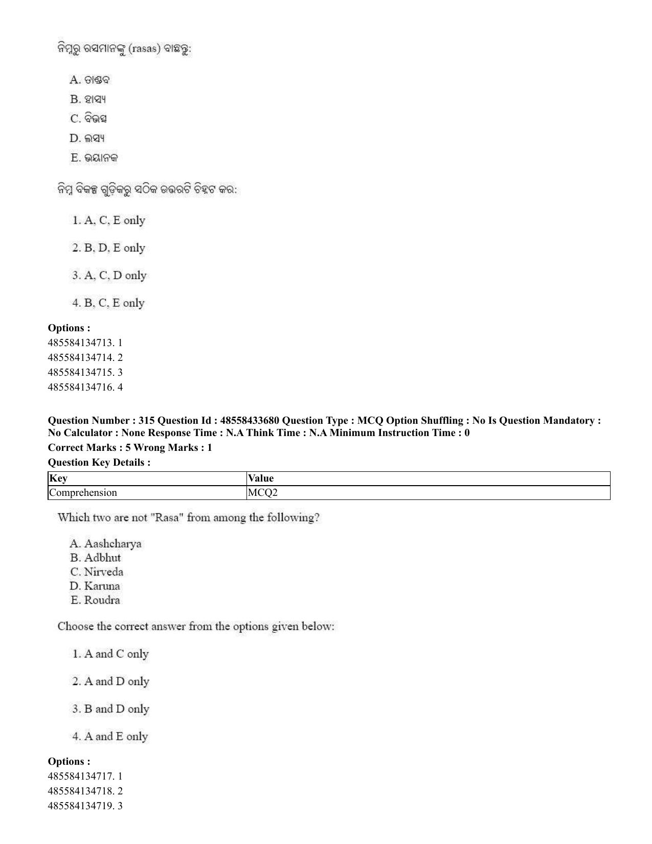CUET 2023 English Odia Shift 1 Question Papers - 18 June 2023 - Page 295