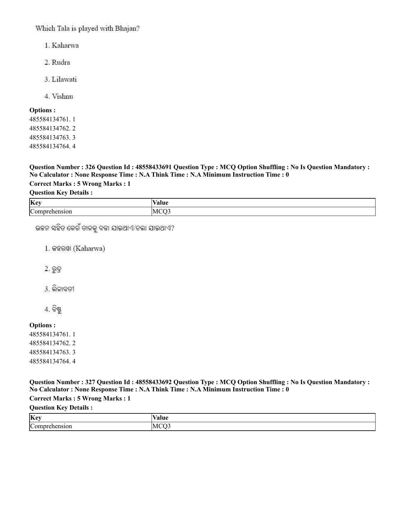 CUET 2023 English Odia Shift 1 Question Papers - 18 June 2023 - Page 309