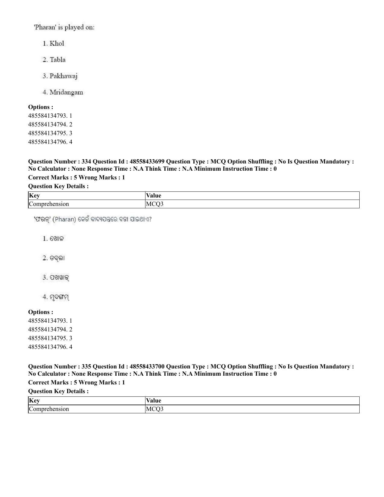 CUET 2023 English Odia Shift 1 Question Papers - 18 June 2023 - Page 317