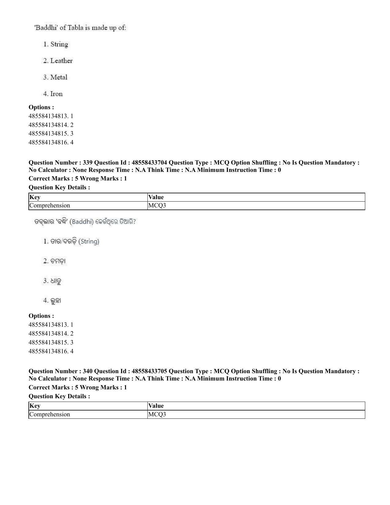 CUET 2023 English Odia Shift 1 Question Papers - 18 June 2023 - Page 322