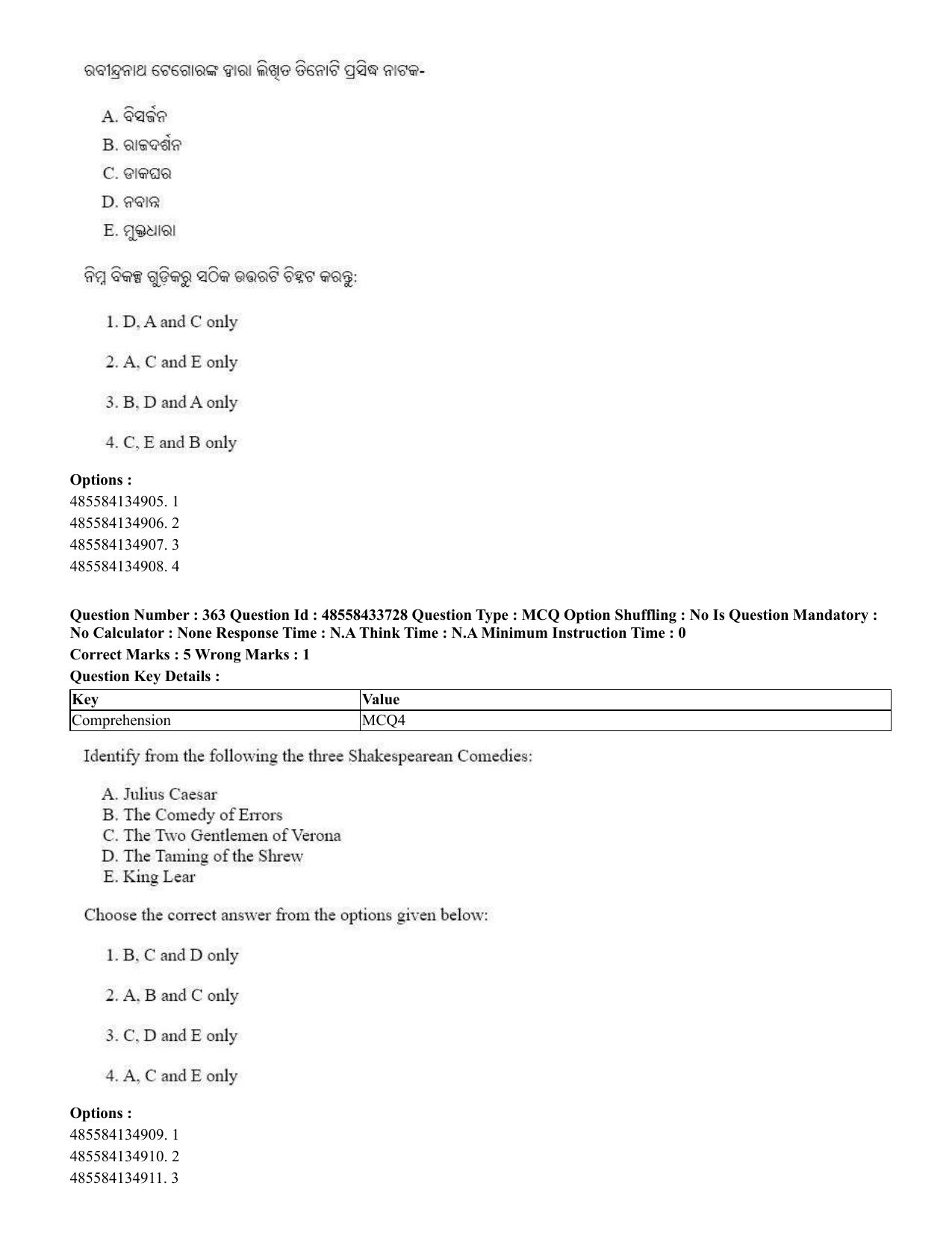 CUET 2023 English Odia Shift 1 Question Papers - 18 June 2023 - Page 348