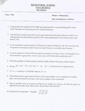 CBSE Worksheets for Class 8 Mathematics Assignment 21