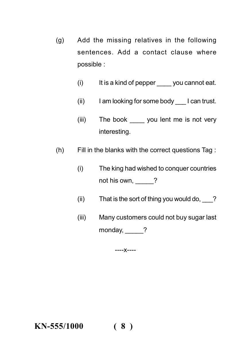 Sarguja University Question Paper - 2022 : B.A. Bed 04 Year Integrated Course(Third Year) F.C. :English Language Paper I - Page 8