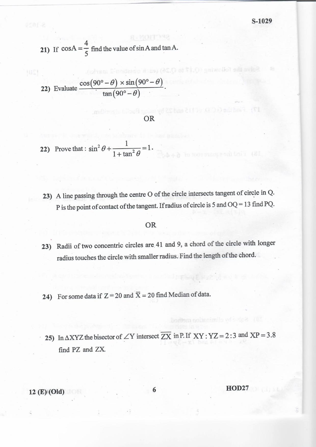 Gujarat Board Class 10th MATHS E OLD 2020 Question Paper - Page 6