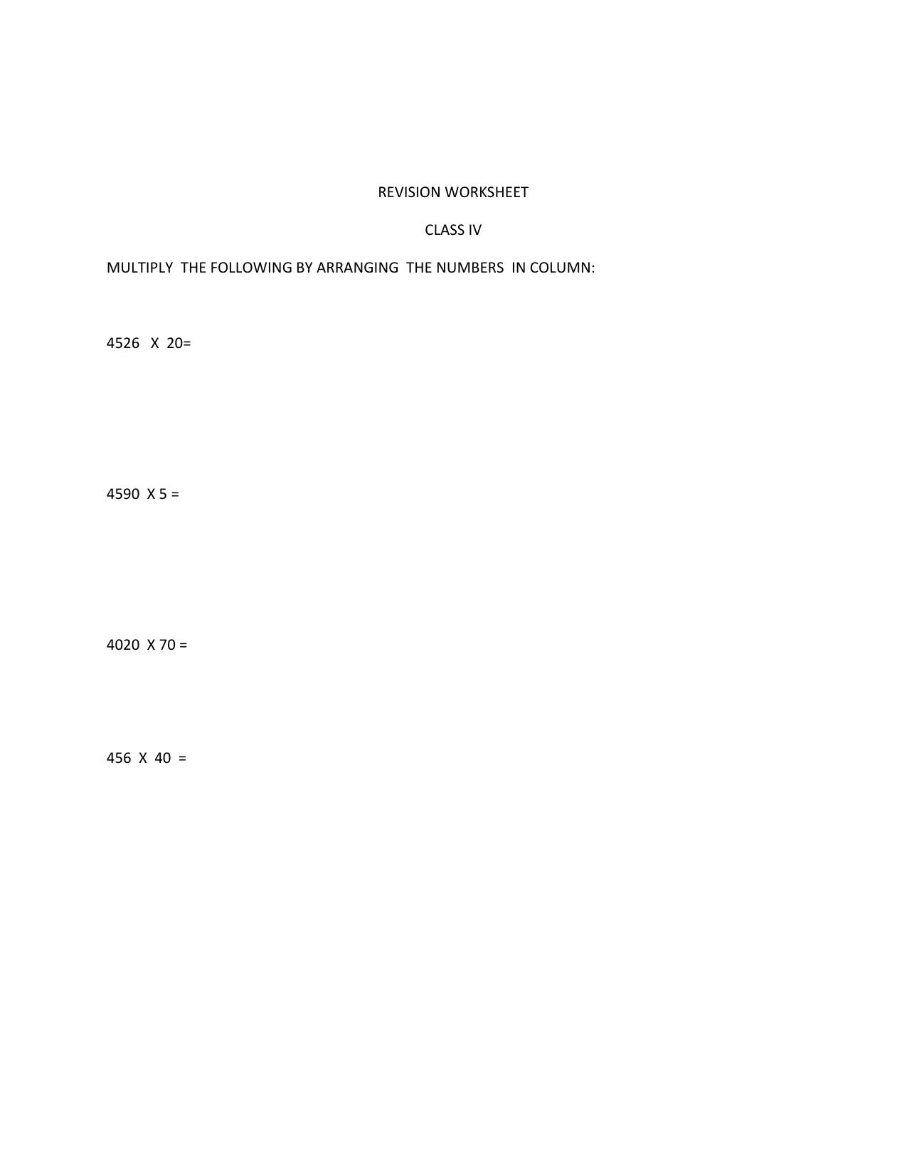 Worksheet for Class 3 Mathematics Assignment 92 - Page 1