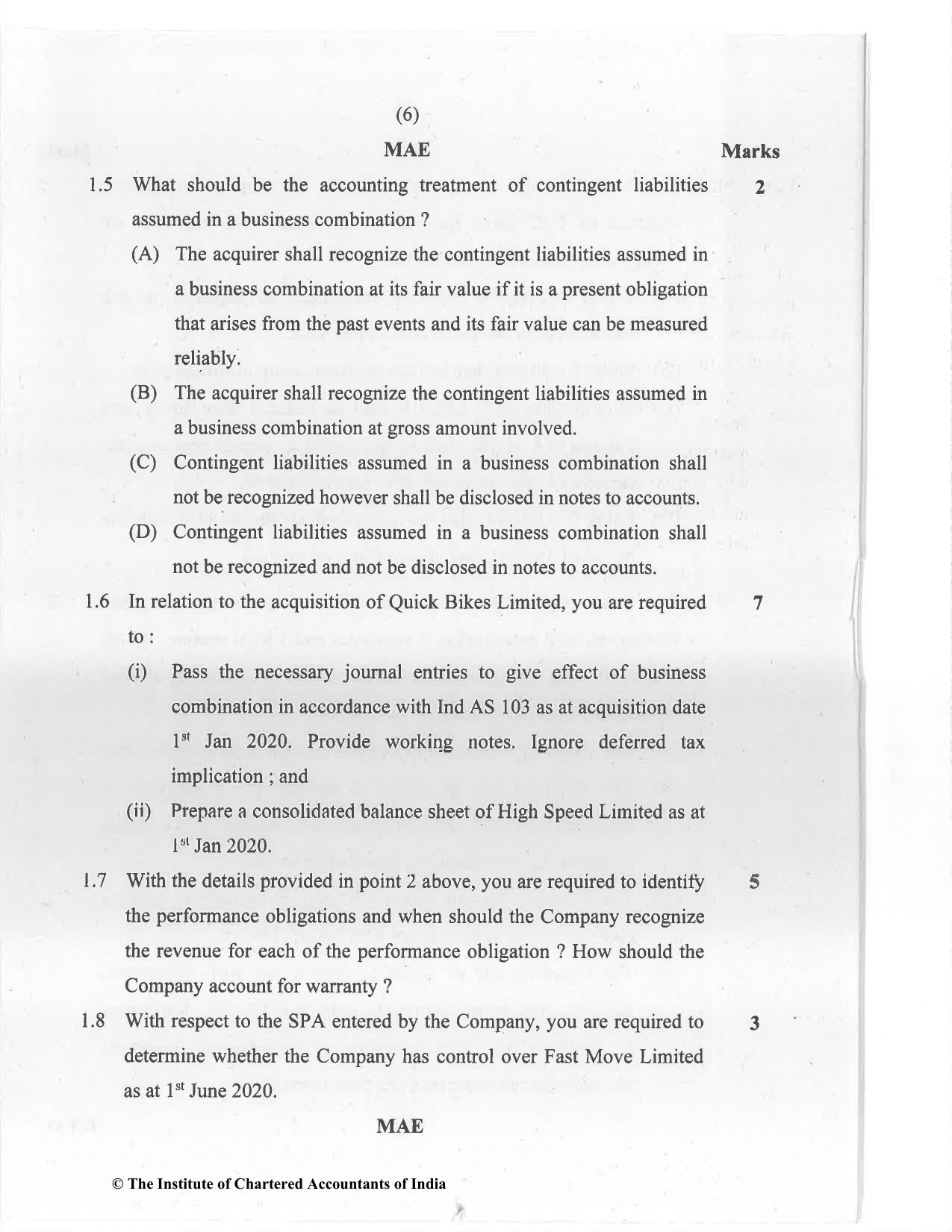 CA Final Jan 2021 Question Paper - Paper 6E – Global Financial Reporting Standards - Page 6