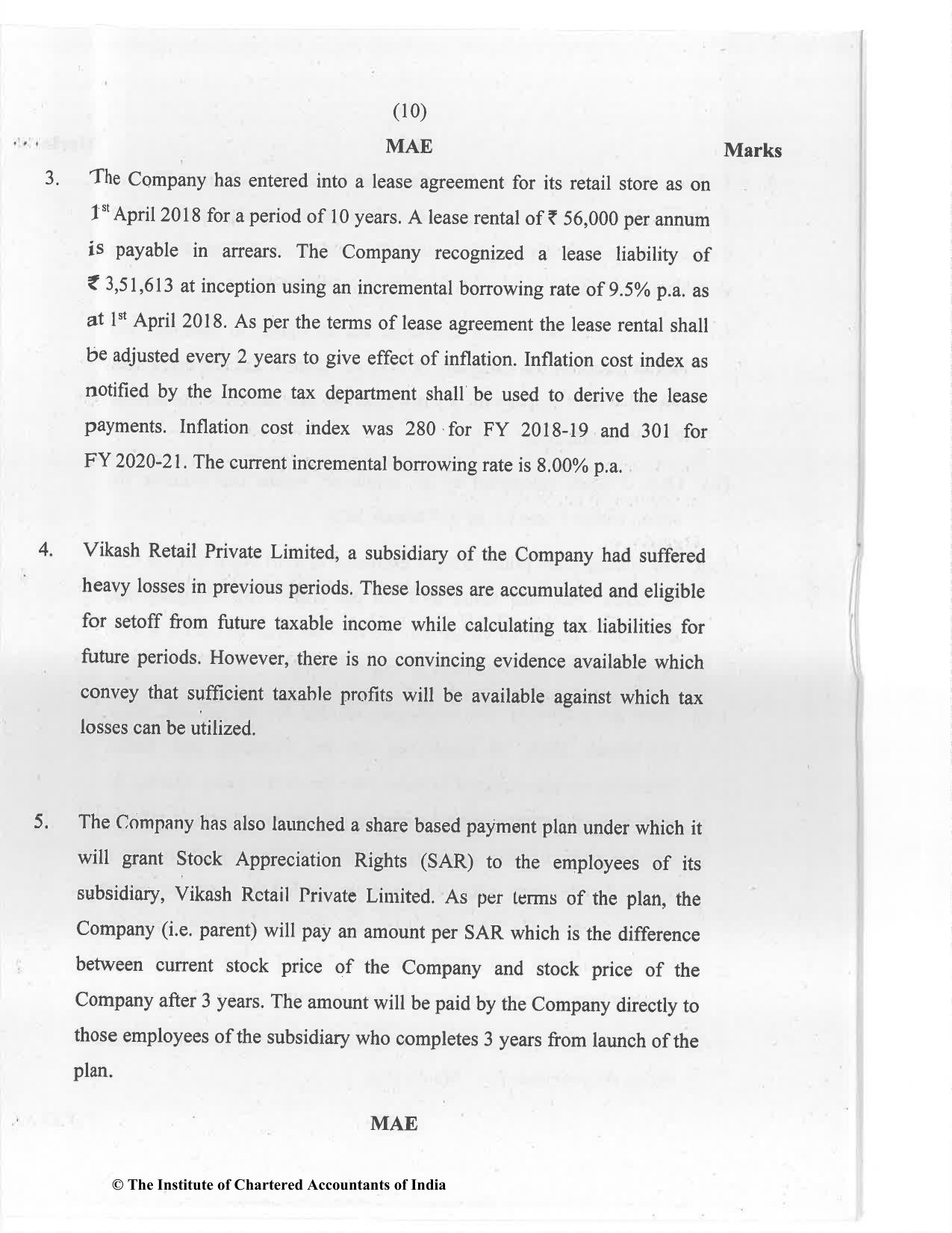 CA Final Jan 2021 Question Paper - Paper 6E – Global Financial Reporting Standards - Page 10
