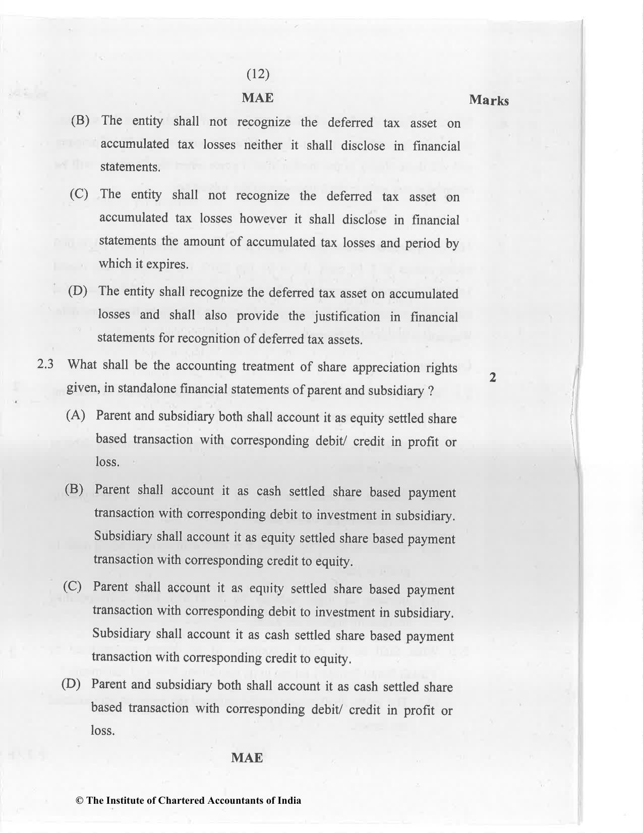 CA Final Jan 2021 Question Paper - Paper 6E – Global Financial Reporting Standards - Page 12