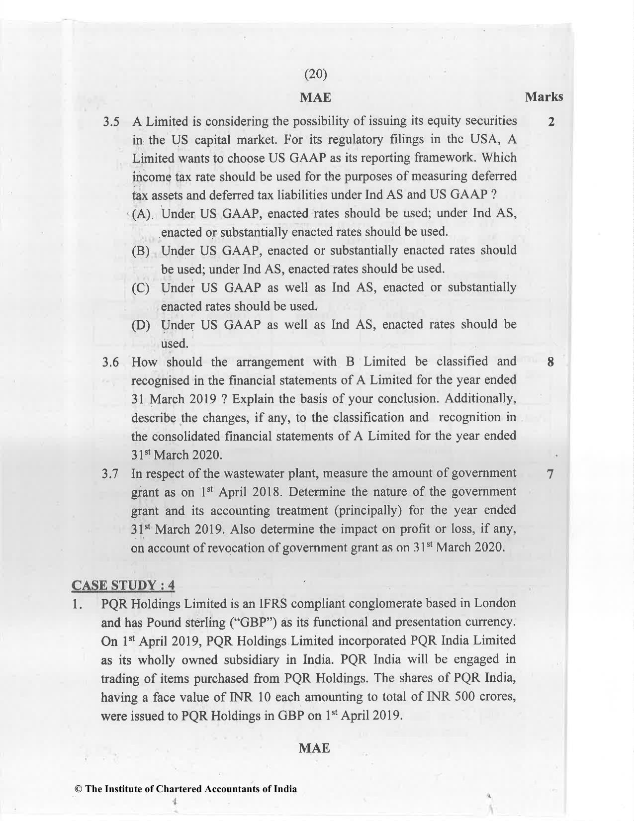 CA Final Jan 2021 Question Paper - Paper 6E – Global Financial Reporting Standards - Page 20
