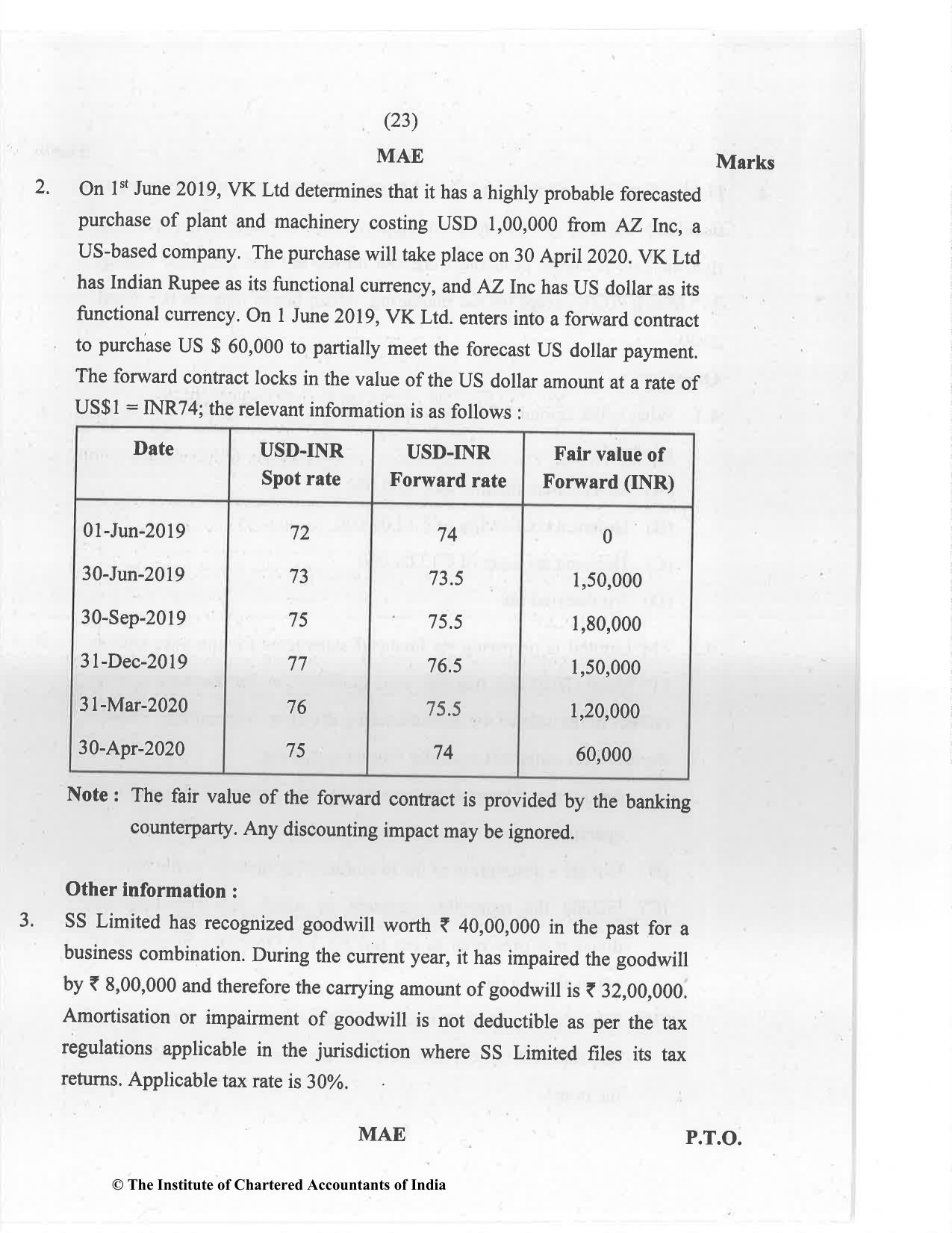 CA Final Jan 2021 Question Paper - Paper 6E – Global Financial Reporting Standards - Page 23