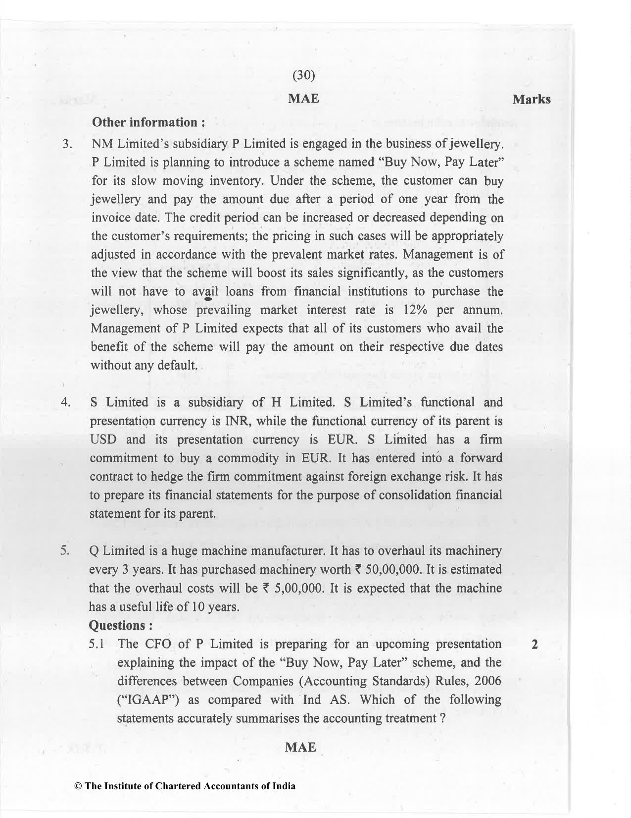 CA Final Jan 2021 Question Paper - Paper 6E – Global Financial Reporting Standards - Page 30