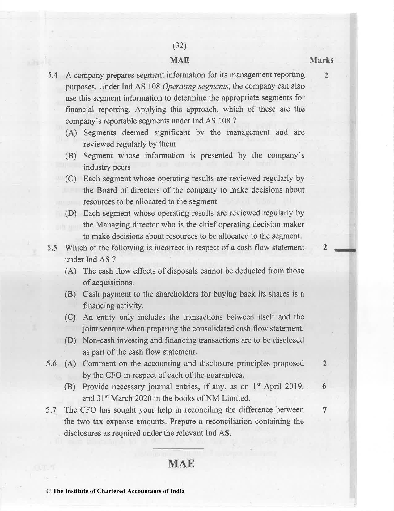 CA Final Jan 2021 Question Paper - Paper 6E – Global Financial Reporting Standards - Page 32