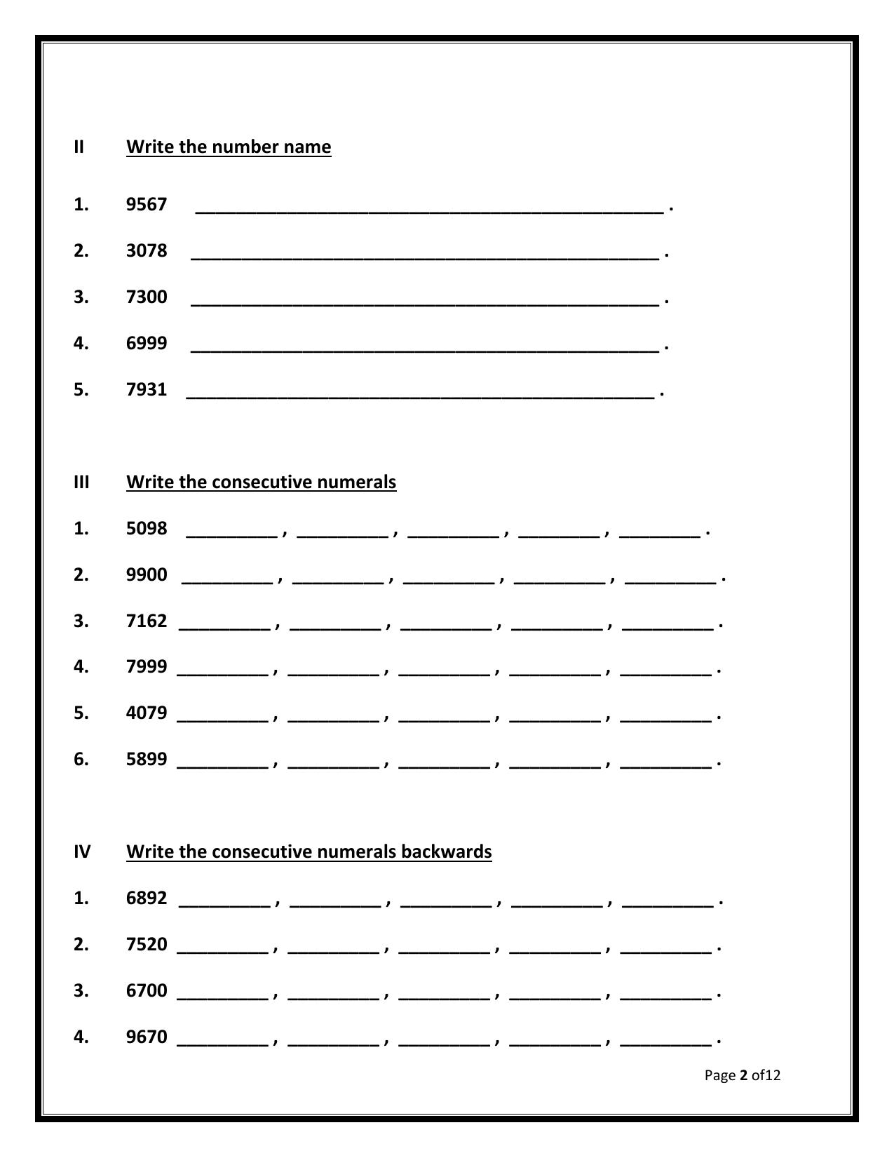 Worksheet for Class 3 Mathematics Assignment 105 - Page 2