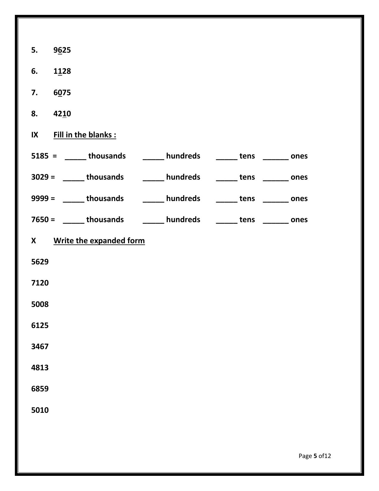 Worksheet for Class 3 Mathematics Assignment 105 - Page 5