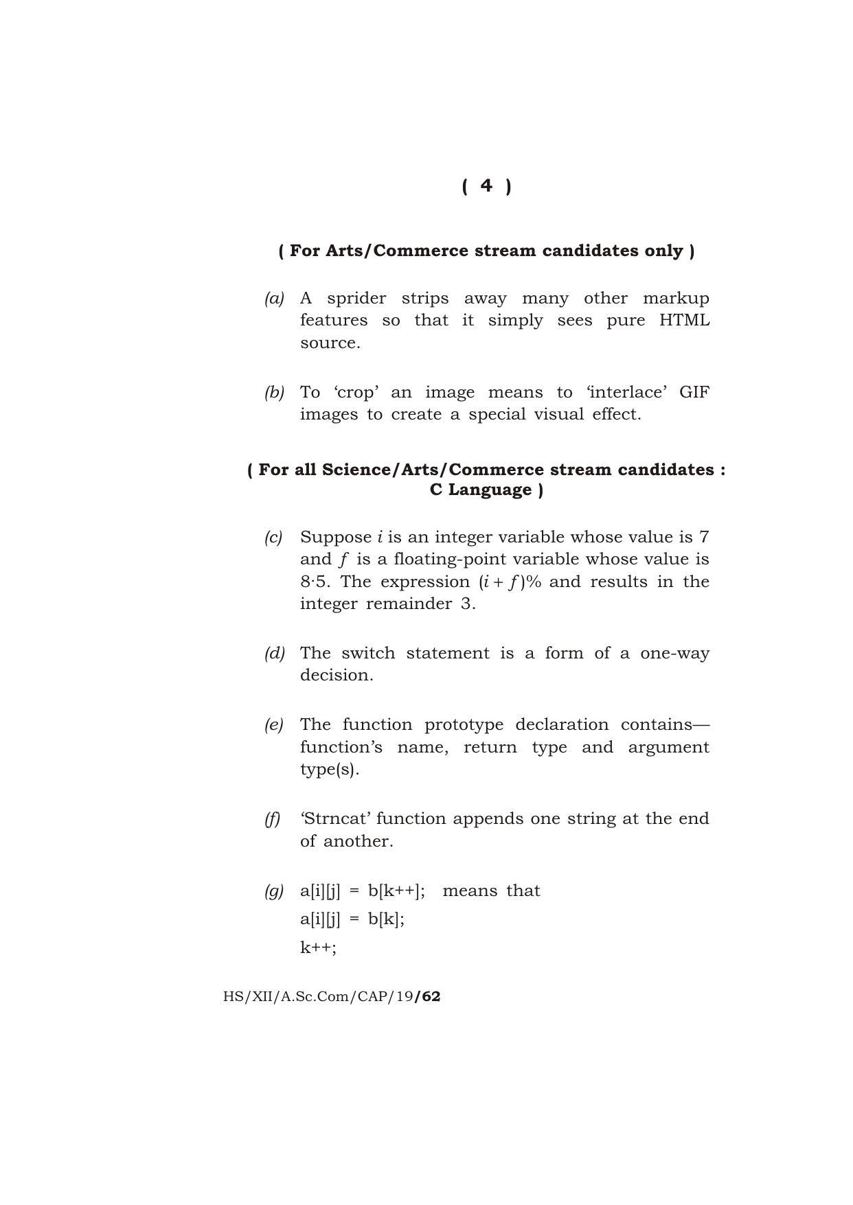 Meghalaya Board (MBOSE) Class 12 COMPUTER APPLICATIONS 2019 Question Paper - Page 4
