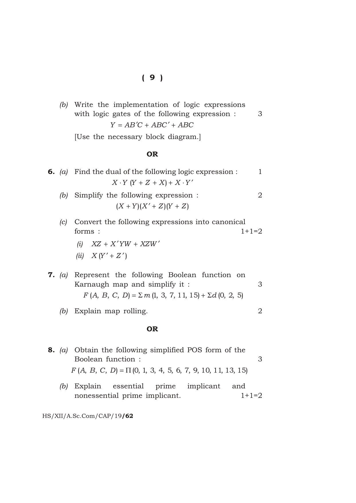 Meghalaya Board (MBOSE) Class 12 COMPUTER APPLICATIONS 2019 Question Paper - Page 9