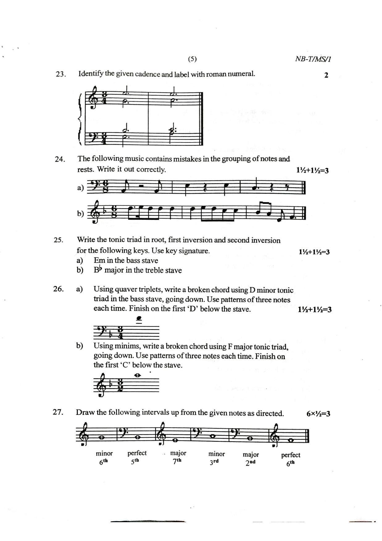 Nagaland Board Class 10 Music 2022 Question Paper - Page 3