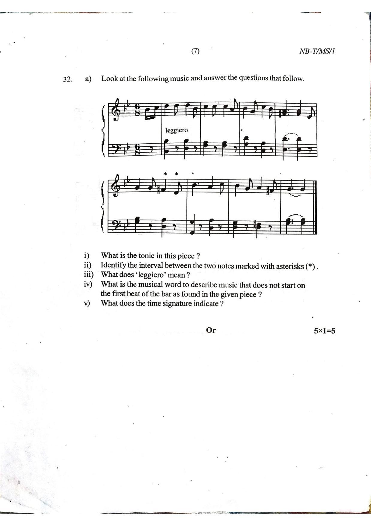 Nagaland Board Class 10 Music 2022 Question Paper - Page 5