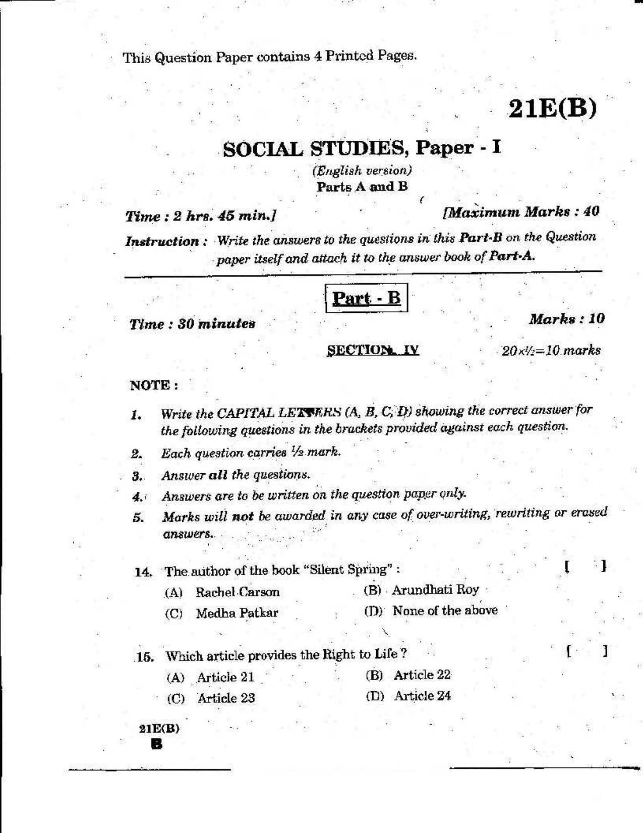 AP Class 10 Social Studies (Paper I) 2019 Question Paper - Page 5