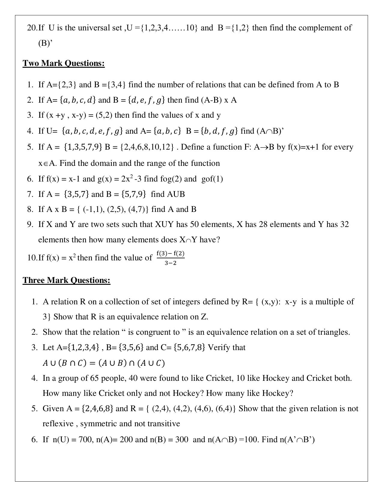 Karnataka 1st PUC Question Bank 2025 Basic Maths - Page 9
