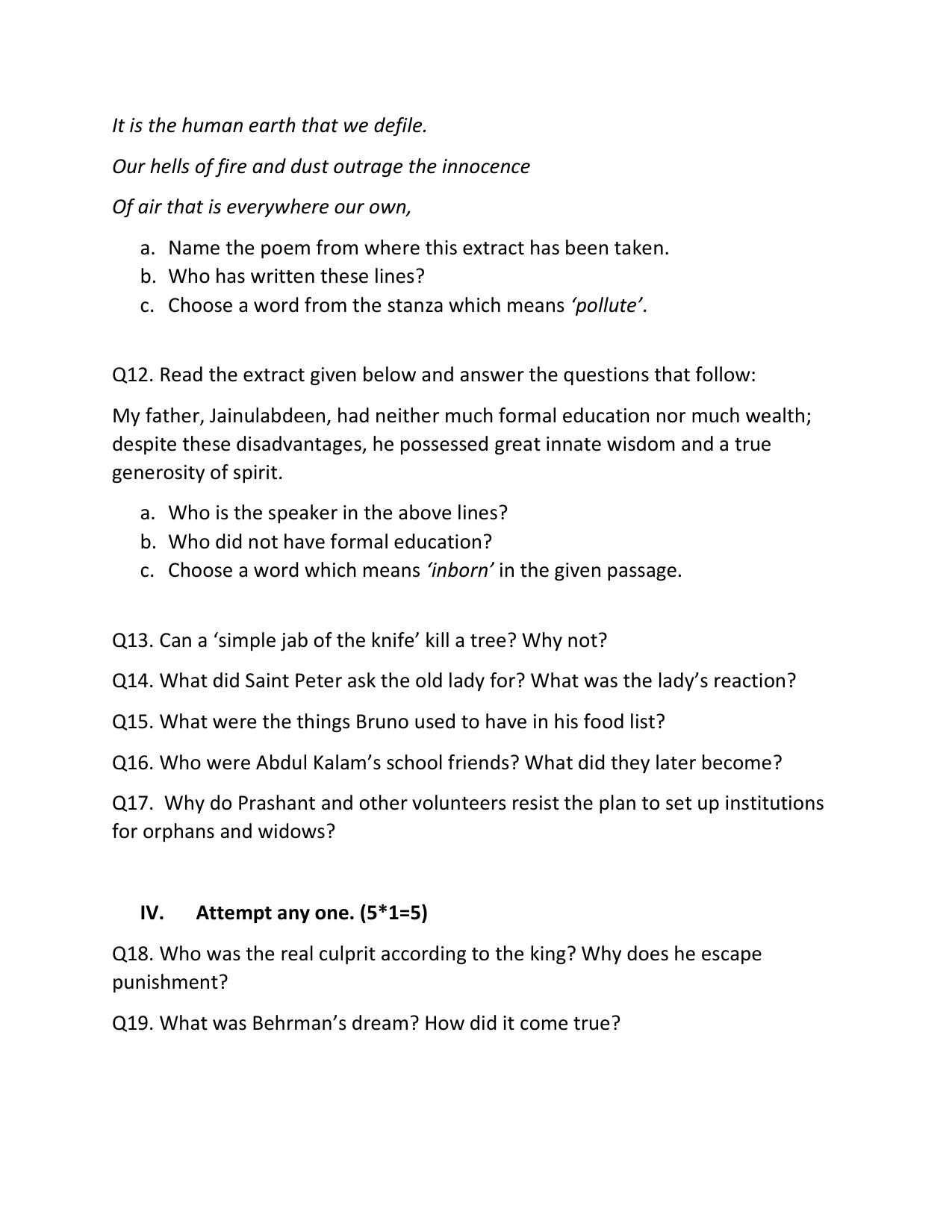 JAC Board Class 9th 2022 Term 2 English Set 1 Model Paper - Page 3