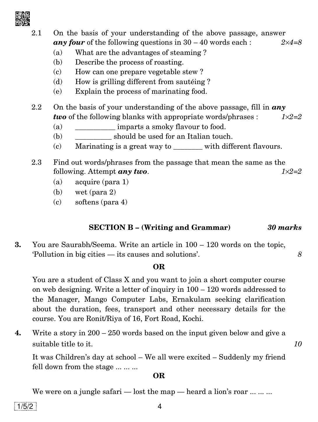 CBSE Class 10 1-5-2 ENGLISH COMMUNICATIVE 2019 Question Paper - Page 4