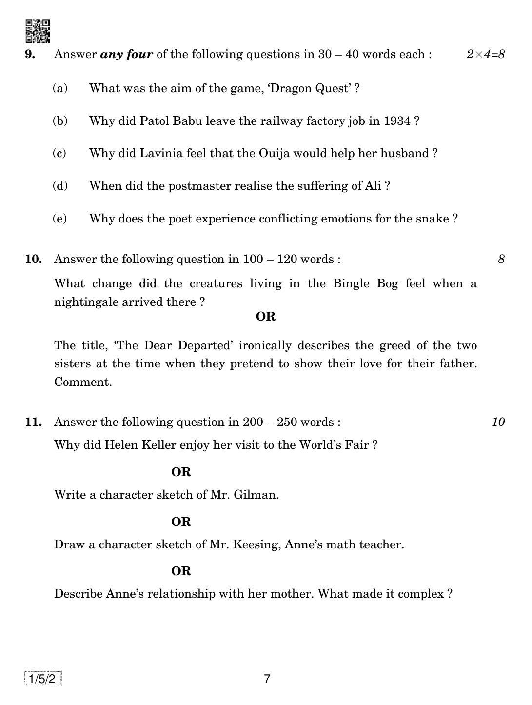CBSE Class 10 1-5-2 ENGLISH COMMUNICATIVE 2019 Question Paper - Page 7