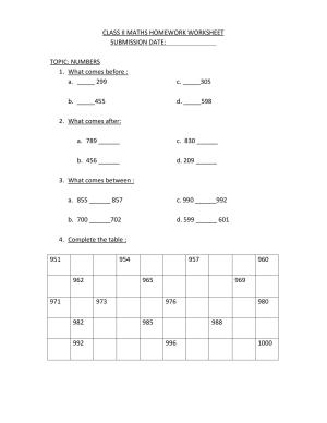 Worksheets for Class 2 Maths Assignment 94 Numbers