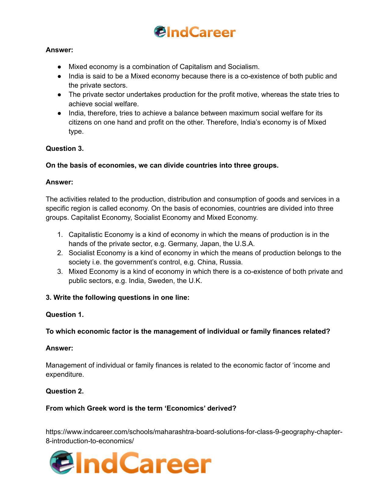 Maharashtra Board Solutions for Class 9- Geography: Chapter 8- Introduction to Economics - Page 5