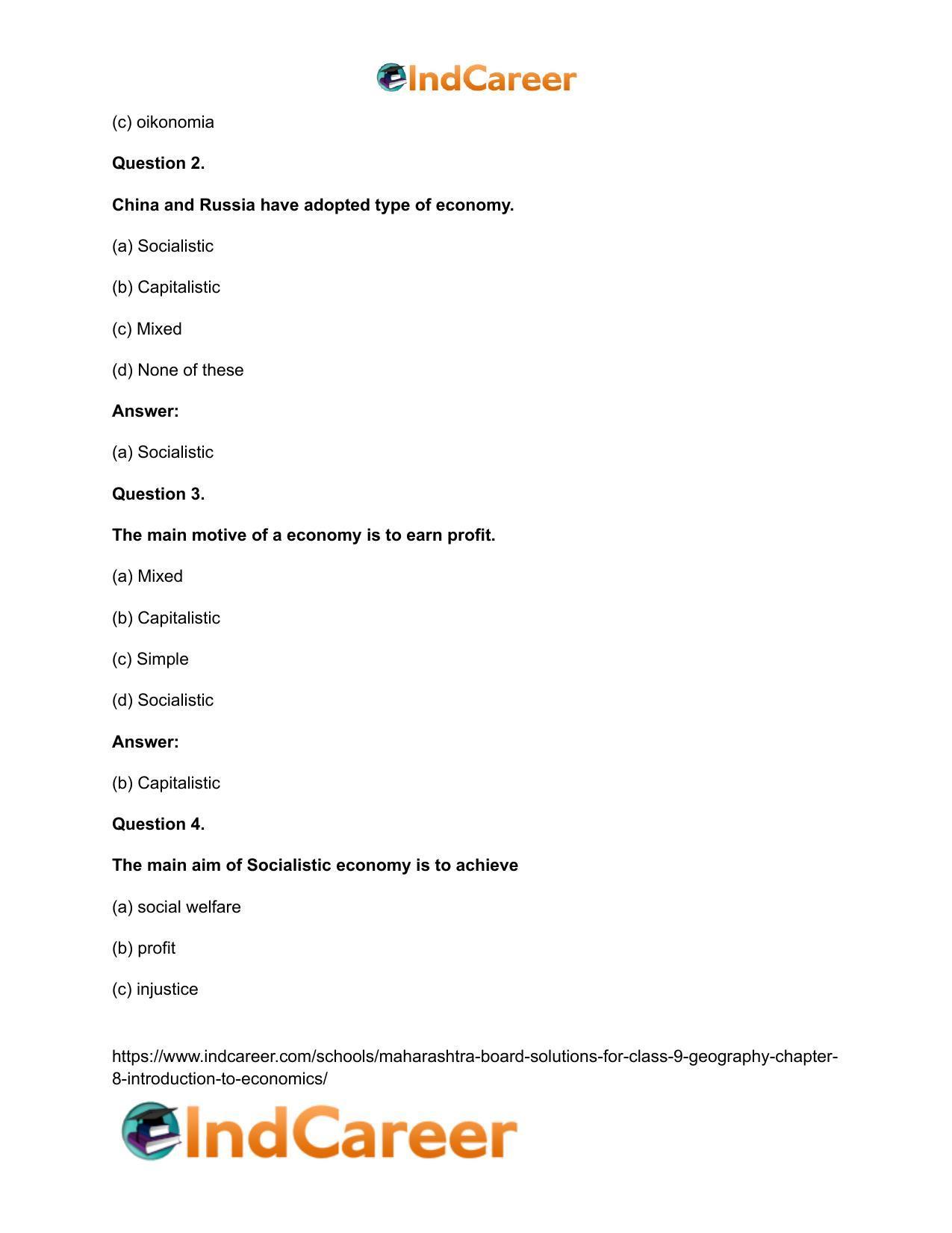 Maharashtra Board Solutions for Class 9- Geography: Chapter 8- Introduction to Economics - Page 9