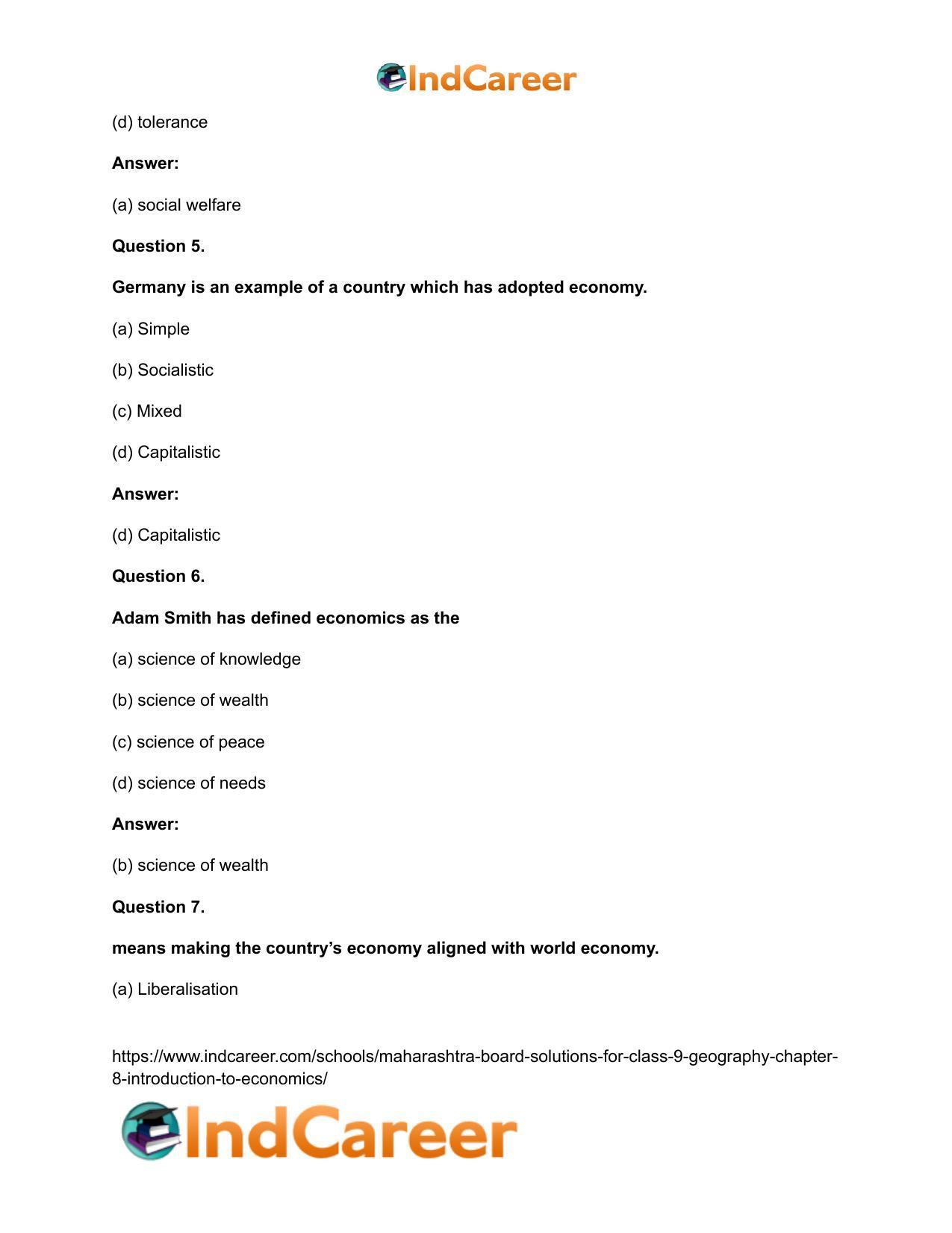 Maharashtra Board Solutions for Class 9- Geography: Chapter 8- Introduction to Economics - Page 10